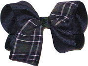 Large St George (Baton Rouge) Plaid witn Navy Ribbon and Navy Knot Double Layer Overlay Bow